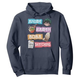 Anime Ramen Boba Sketching Hoodie Kawaii Otaku Anime Manga Japanese Pop Culture Cute Graphic TS02 Navy Print Your Wear