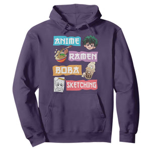 Anime Ramen Boba Sketching Hoodie Kawaii Otaku Anime Manga Japanese Pop Culture Cute Graphic TS02 Purple Print Your Wear