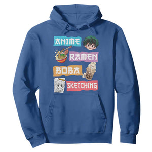 Anime Ramen Boba Sketching Hoodie Kawaii Otaku Anime Manga Japanese Pop Culture Cute Graphic TS02 Royal Blue Print Your Wear