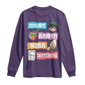 Anime Ramen Boba Sketching Long Sleeve Shirt Kawaii Otaku Anime Manga Japanese Pop Culture Cute Graphic TS02 Purple Print Your Wear