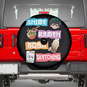 Anime Ramen Boba Sketching Spare Tire Cover Kawaii Otaku Anime Manga Japanese Pop Culture Cute Graphic TS02 Black Print Your Wear