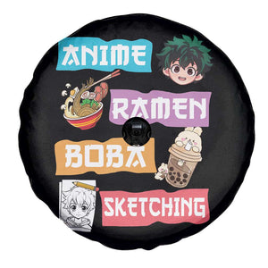 Anime Ramen Boba Sketching Spare Tire Cover Kawaii Otaku Anime Manga Japanese Pop Culture Cute Graphic TS02 Print Your Wear