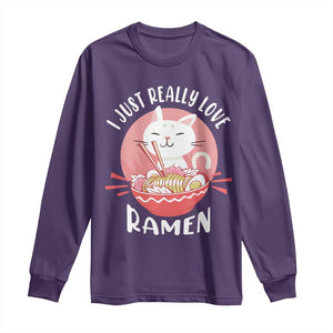 Funny Kawaii Cat Ramen Japanese Long Sleeve Shirt I Just Really Love Ramen Otaku Manga Cute Graphic TS02 Purple Print Your Wear