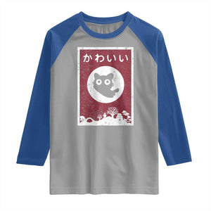 Japanese Kawaii Cat Raglan Shirt Anime Otaku Manga Japan Lover TS02 Sport Gray Royal Print Your Wear