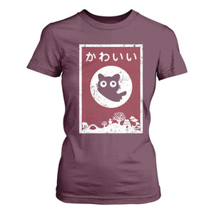 Japanese Kawaii Cat T Shirt For Women Anime Otaku Manga Japan Lover TS02 Maroon Print Your Wear