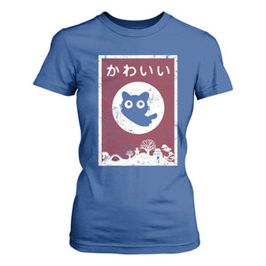 Japanese Kawaii Cat T Shirt For Women Anime Otaku Manga Japan Lover TS02 Royal Blue Print Your Wear