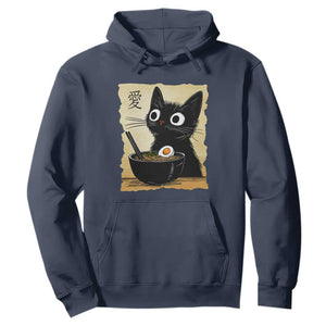 Funny Kawaii Cat Ramen Hoodie Japanese Noodles Lover Anime Otaku Manga Retro TS02 Navy Print Your Wear