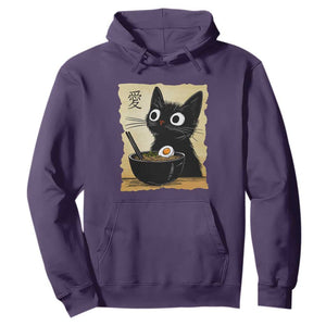 Funny Kawaii Cat Ramen Hoodie Japanese Noodles Lover Anime Otaku Manga Retro TS02 Purple Print Your Wear