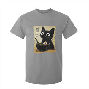 Funny Kawaii Cat Ramen T Shirt For Kid Japanese Noodles Lover Anime Otaku Manga Retro TS02 Sport Gray Print Your Wear