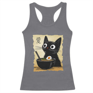 Funny Kawaii Cat Ramen Racerback Tank Top Japanese Noodles Lover Anime Otaku Manga Retro TS02 Charcoal Print Your Wear