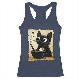 Funny Kawaii Cat Ramen Racerback Tank Top Japanese Noodles Lover Anime Otaku Manga Retro TS02 Navy Print Your Wear