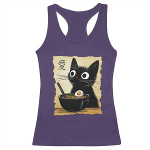 Funny Kawaii Cat Ramen Racerback Tank Top Japanese Noodles Lover Anime Otaku Manga Retro TS02 Purple Print Your Wear