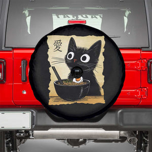 Funny Kawaii Cat Ramen Spare Tire Cover Japanese Noodles Lover Anime Otaku Manga Retro TS02 Black Print Your Wear