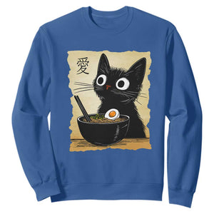 Funny Kawaii Cat Ramen Sweatshirt Japanese Noodles Lover Anime Otaku Manga Retro TS02 Royal Blue Print Your Wear