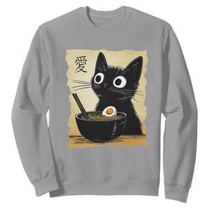 Funny Kawaii Cat Ramen Sweatshirt Japanese Noodles Lover Anime Otaku Manga Retro TS02 Sport Gray Print Your Wear