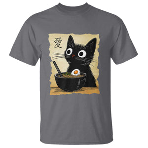 Funny Kawaii Cat Ramen T Shirt Japanese Noodles Lover Anime Otaku Manga Retro TS02 Charcoal Print Your Wear