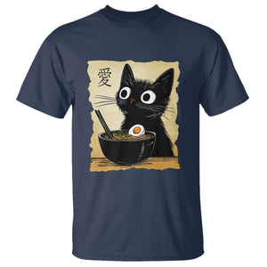 Funny Kawaii Cat Ramen T Shirt Japanese Noodles Lover Anime Otaku Manga Retro TS02 Navy Print Your Wear