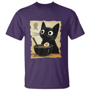 Funny Kawaii Cat Ramen T Shirt Japanese Noodles Lover Anime Otaku Manga Retro TS02 Purple Print Your Wear