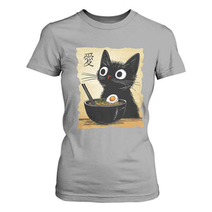 Funny Kawaii Cat Ramen T Shirt For Women Japanese Noodles Lover Anime Otaku Manga Retro TS02 Sport Gray Print Your Wear