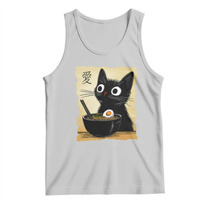 Funny Kawaii Cat Ramen Tank Top Japanese Noodles Lover Anime Otaku Manga Retro TS02 Ash Print Your Wear