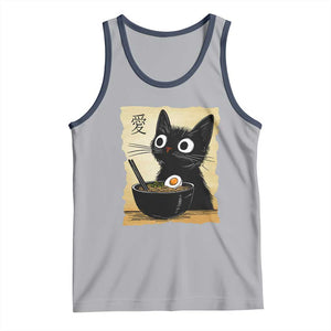 Funny Kawaii Cat Ramen Tank Top Japanese Noodles Lover Anime Otaku Manga Retro TS02 Athletic Heather Navy Print Your Wear