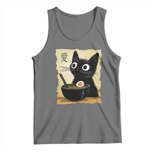 Funny Kawaii Cat Ramen Tank Top Japanese Noodles Lover Anime Otaku Manga Retro TS02 Black Heather Print Your Wear