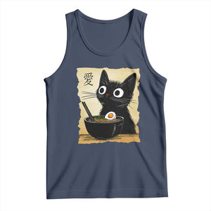 Funny Kawaii Cat Ramen Tank Top Japanese Noodles Lover Anime Otaku Manga Retro TS02 Navy Print Your Wear