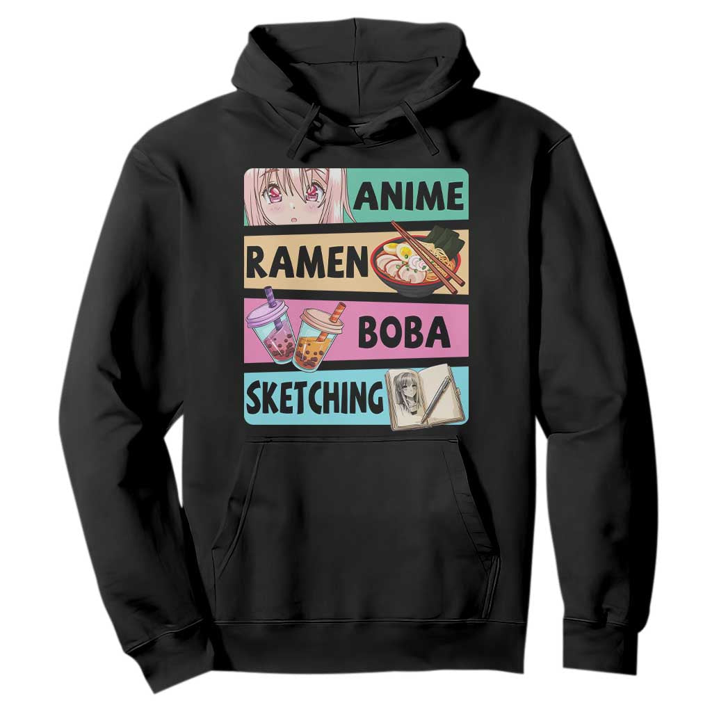 Anime Ramen Boba Sketching Hoodie Kawaii Otaku Manga Lover Japanese Pop Culture TS02 Black Print Your Wear