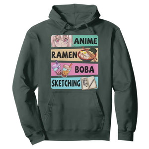 Anime Ramen Boba Sketching Hoodie Kawaii Otaku Manga Lover Japanese Pop Culture TS02 Dark Forest Green Print Your Wear