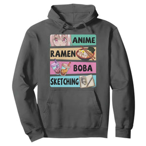 Anime Ramen Boba Sketching Hoodie Kawaii Otaku Manga Lover Japanese Pop Culture TS02 Dark Heather Print Your Wear