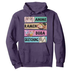 Anime Ramen Boba Sketching Hoodie Kawaii Otaku Manga Lover Japanese Pop Culture TS02 Purple Print Your Wear