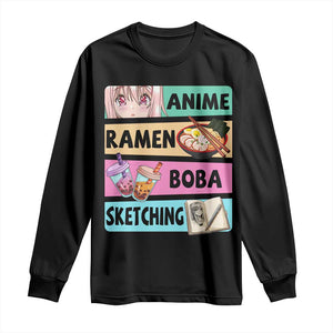 Anime Ramen Boba Sketching Long Sleeve Shirt Kawaii Otaku Manga Lover Japanese Pop Culture TS02 Black Print Your Wear