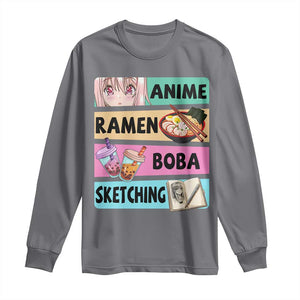 Anime Ramen Boba Sketching Long Sleeve Shirt Kawaii Otaku Manga Lover Japanese Pop Culture TS02 Charcoal Print Your Wear