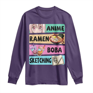 Anime Ramen Boba Sketching Long Sleeve Shirt Kawaii Otaku Manga Lover Japanese Pop Culture TS02 Purple Print Your Wear