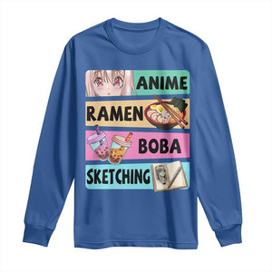 Anime Ramen Boba Sketching Long Sleeve Shirt Kawaii Otaku Manga Lover Japanese Pop Culture TS02 Royal Blue Print Your Wear