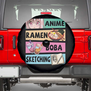 Anime Ramen Boba Sketching Spare Tire Cover Kawaii Otaku Manga Lover Japanese Pop Culture TS02 Black Print Your Wear