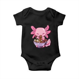 Kawaii Axolotl Eating Ramen Baby Onesie Japanese Noodles Lover Anime Otaku Manga TS02 Black Print Your Wear