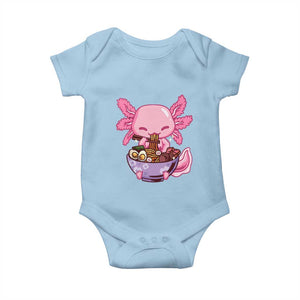 Kawaii Axolotl Eating Ramen Baby Onesie Japanese Noodles Lover Anime Otaku Manga TS02 Light Blue Print Your Wear