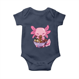 Kawaii Axolotl Eating Ramen Baby Onesie Japanese Noodles Lover Anime Otaku Manga TS02 Navy Print Your Wear