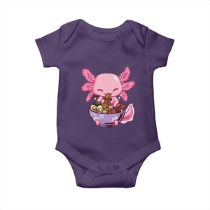 Kawaii Axolotl Eating Ramen Baby Onesie Japanese Noodles Lover Anime Otaku Manga TS02 Purple Print Your Wear