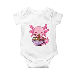 Kawaii Axolotl Eating Ramen Baby Onesie Japanese Noodles Lover Anime Otaku Manga TS02 White Print Your Wear