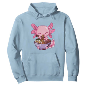 Kawaii Axolotl Eating Ramen Hoodie Japanese Noodles Lover Anime Otaku Manga TS02 Light Blue Print Your Wear