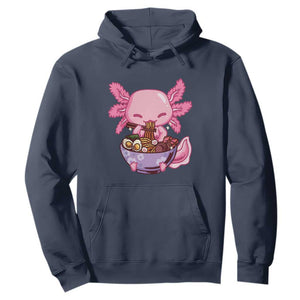 Kawaii Axolotl Eating Ramen Hoodie Japanese Noodles Lover Anime Otaku Manga TS02 Navy Print Your Wear