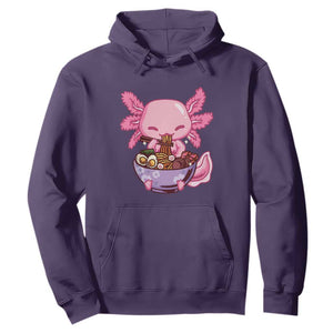 Kawaii Axolotl Eating Ramen Hoodie Japanese Noodles Lover Anime Otaku Manga TS02 Purple Print Your Wear