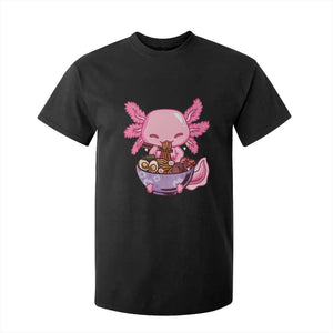 Kawaii Axolotl Eating Ramen T Shirt For Kid Japanese Noodles Lover Anime Otaku Manga TS02 Black Print Your Wear