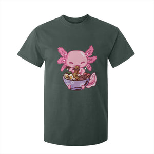 Kawaii Axolotl Eating Ramen T Shirt For Kid Japanese Noodles Lover Anime Otaku Manga TS02 Dark Forest Green Print Your Wear