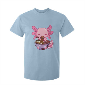 Kawaii Axolotl Eating Ramen T Shirt For Kid Japanese Noodles Lover Anime Otaku Manga TS02 Light Blue Print Your Wear