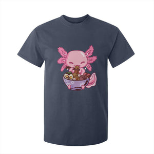 Kawaii Axolotl Eating Ramen T Shirt For Kid Japanese Noodles Lover Anime Otaku Manga TS02 Navy Print Your Wear