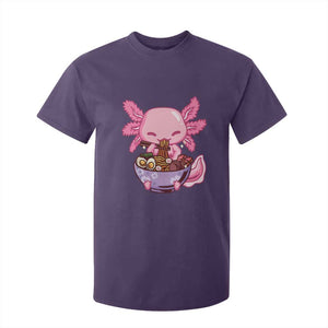 Kawaii Axolotl Eating Ramen T Shirt For Kid Japanese Noodles Lover Anime Otaku Manga TS02 Purple Print Your Wear