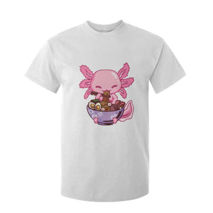 Kawaii Axolotl Eating Ramen T Shirt For Kid Japanese Noodles Lover Anime Otaku Manga TS02 White Print Your Wear